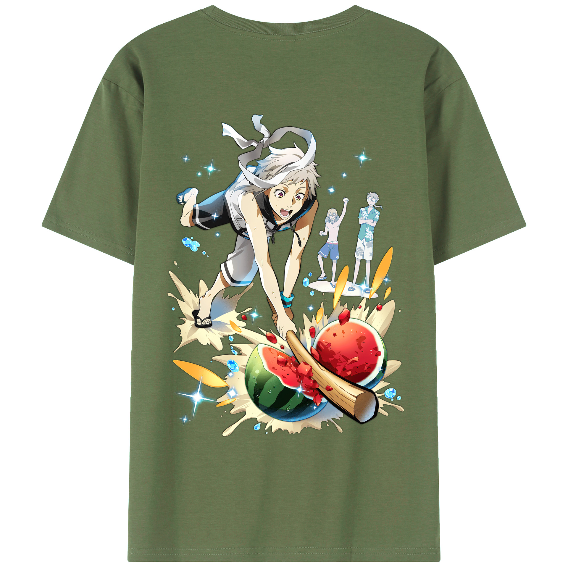 （画像用） 文豪ストレイドッグス Bungo Stray Dogs 綿100％ メンズ半袖Tシャツ（バックプリント） 通気性
